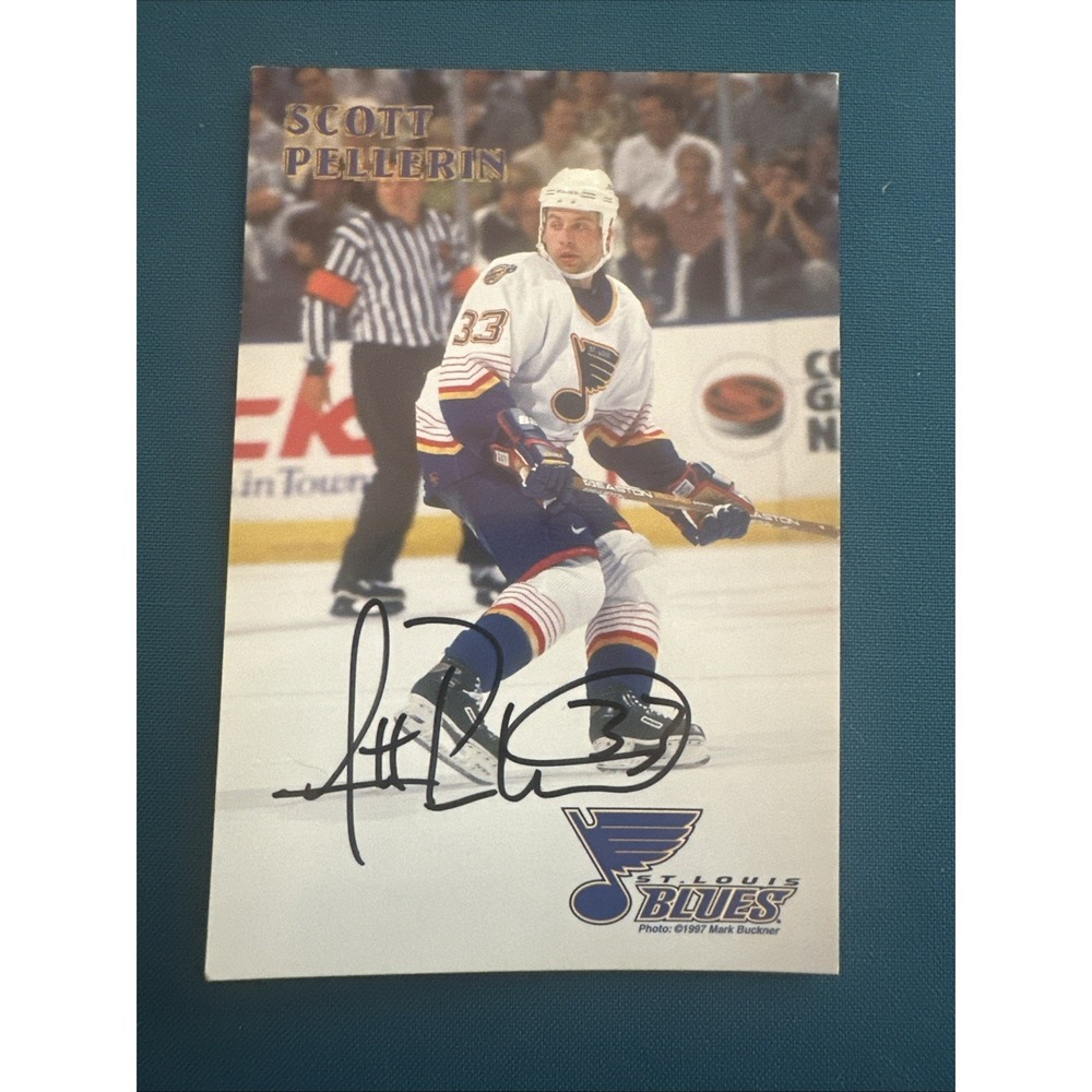 1997 Scott Pellerin Autographed Card #33 St Louis Blues 4x6" RARE NHL Autograph‎